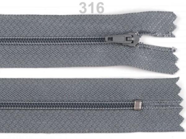 Reißverschluss Spirale 3 mm Länge 18 cm pinlock Mittelgrau